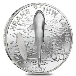 2021 1 oz Proof Silver Great White Shark Palau Coin. 999 Fine (withBox & COA)