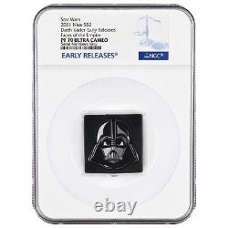 2021 1 oz Silver Darth Vader Shaped Star Wars Faces of the Empire NGC PF 70 ER