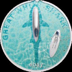2021 $5 Palau Great White Shark High Relief 1oz. 999 Silver Proof Coin
