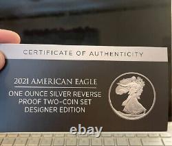 2021 American Eagle 1 Oz Silver Reverse Proof Two-Coin Set Designer Edition