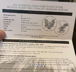 2021 American Eagle 1 Oz Silver Reverse Proof Two-Coin Set Designer Edition