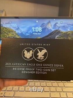 2021 American Eagle 1 Oz Silver Reverse Proof Two-Coin Set Designer Edition