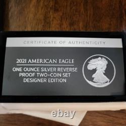 2021 American Eagle One Ounce Silver Reverse Proof Two-Coin Set Mint
