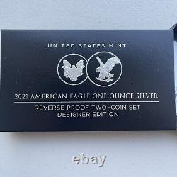 2021 American Silver Eagle One Ounce Reverse Proof Two-Coin Set Designer Edition