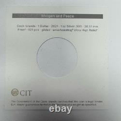 2021 CIT Cook Islands Morgan & Peace 1oz Silver Gilded Proof Coin GR Reserve
