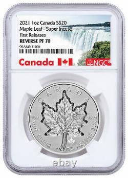 2021 Canada 1 oz Silver Maple Leaf Super Incuse Reverse PF $20 Coin NGC PF70 FR
