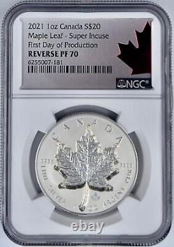 2021 Canada $20 Silver Maple Leaf Super Incuse Coin NGC PF70 Reverse Proof FDOP