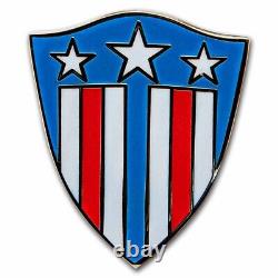 2021 Fiji 1 oz Proof Silver Domed Captain America Shield SKU#255664