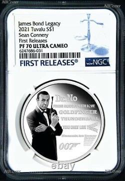 2021 James Bond Legacy Sir Sean Connery SILVER PROOF $1 1oz COIN NGC PF70 FR
