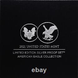 2021 Limited Edition Silver Proof Set Black Box & COA 6 Coins and Silver Eagle