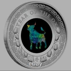 2021 Lunar Year Of The Ox Opal 1 Oz Silver Proof Coin Perth Mint Limited Mintage