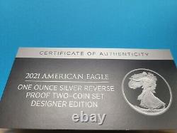 % 2021 NGC PF70 American Eagle Silver Reverse Proof 2 pcs Designer Set