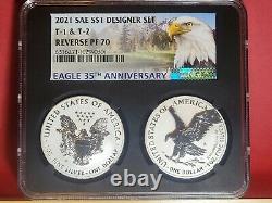 % 2021 NGC PF70 American Eagle Silver Reverse Proof 2 pcs Designer Set