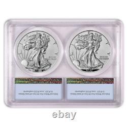 2021 Reverse Proof American Silver Eagle Designer 2pc Set PCGS PR70 FS Flag L