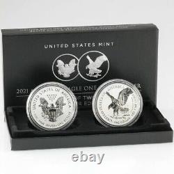 2021 Reverse Proof Silver Eagle 2 Coin Designer Edition Set 21xj Gem Ship Free