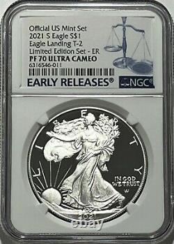 2021 S $1 Ngc Pf70 Ultra Cameo T-2 Proof Silver Eagle Er From Limited Edition