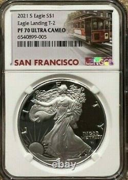 2021-S American Eagle 1oz Silver Proof Type 2, NGC PF70 Ultra Cameo Street Car