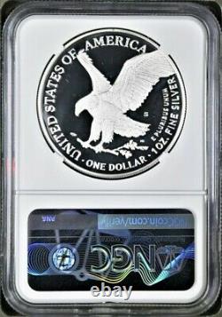 2021 S PROOF $1 AMERICAN SILVER EAGLE, TYPE 2, NGC PF70UC FDOI, 1st LABEL