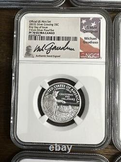 2021 S US Mint Silver 7-Coin Proof Set, NGC PF70 PR70 Complete Perfect, Gaudioso