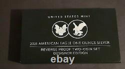 2021 S W PCGS PR70 REVERSE PROOF Designer Set 2pc Silver Eagle $1 Blue Label