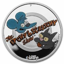 2021 Tuvalu 1 oz Silver The Simpsons Itchy & Scratchy Proof SKU#232833