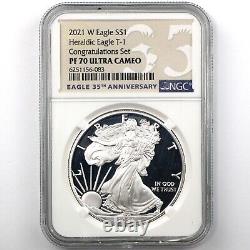 2021-W $1 Proof Silver Eagle $1.999 1oz NGC PF70 Type 1 Congratulations Set