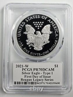 2021 W $1 Silver Eagle Proof 1oz Coin Type 1 PCGS PR70DCAM Michael Regan