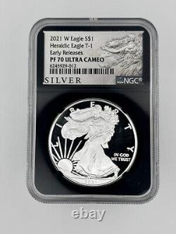 2021 W 2 Coins T1 & T2 Silver Eagle Proof NGC PF70