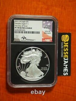 2021 W Proof Silver Eagle Ngc Pf70 John Mercanti Signed First Day Of Issue Type1