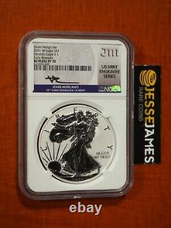 2021 W Reverse Proof Silver Eagle Ngc Pf70 T1 Mercanti Signed Engravers Series