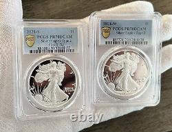 2021 W and S Proof Silver Eagle PCGS PR70DCAM Type 2 (Two Coins Set) Slab COA's