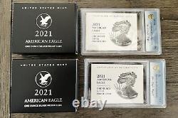 2021 W and S Proof Silver Eagle PCGS PR70DCAM Type 2 (Two Coins Set) Slab COA's