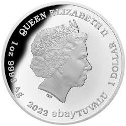 2022 1 oz Proof Tuvalu Silver Aurora Australis Coin (Box + CoA)