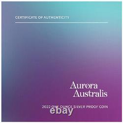 2022 1 oz Proof Tuvalu Silver Aurora Australis Coin (Box + CoA)