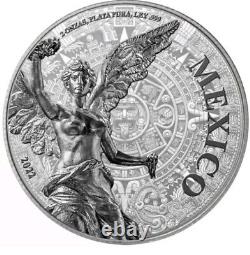 2022 2 Oz. 999 Silver Mexican onza ANGEL OF INDEPENDENCE Reverse Proof Coin