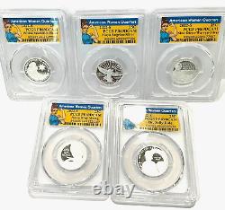 2022 American Silver Proof Womens Quarter 5 Coin Set PCGS PR70, PR69, PR68