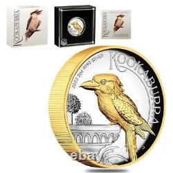 2022 Australian Kookaburra 2oz Silver Proof High Relief Gilded Coin