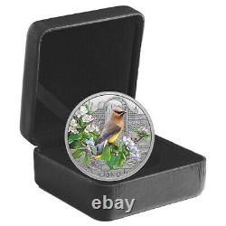 2022 Canada 1 oz Proof Silver Colorful Birds Cedar Waxwing Coin. 9999 Fine