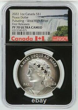 2022 Canada Pulsating Peace Dollar UHR 1 Oz Silver Proof NGC PF70 Coin JM768