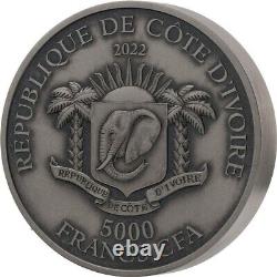 2022 Ivory Coast Big Five Africa Completer 5oz Silver Antique Finished Mint 500