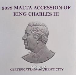 2022 Malta S3 KING CHARLES III 2 Oz Silver Proof NGC PF70 FDOI JODY CLARK