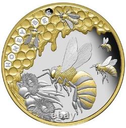 2022 Niue Australian 200th Anni HONEYBEE 1oz Silver Gilded Proof Coin Mint 1000
