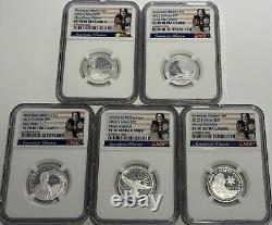 2022 S Ngc Pf70 U Cam Silver Proof. 999 Fine American Woman 5 Coin Quarter Set