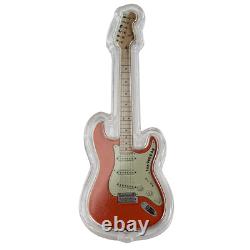 2022 Silver Fender Stratocaster Guitar Shaped 1 oz Coin FIESTA RED