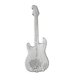 2022 Silver Fender Stratocaster Guitar Shaped 1 oz Coin FIESTA RED