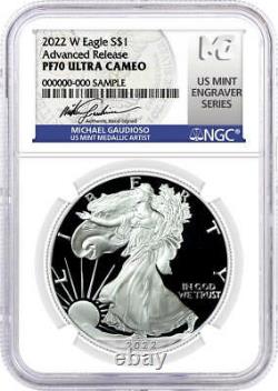 2022 W $1 Proof Silver Eagle NGC PF70 UCAM Advance Releases Gaudioso Signed