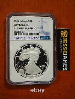 2022 W Proof Silver Eagle Ngc Pf70 Ultra Cameo Early Releases Blue Label