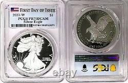2022 W Silver Eagle $1 Pcgs Pr70dcam First Day Of Issue Milk Spots Flag
