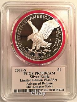 2022-s $1 Limited Edition Proof Set Silver Eagle-pcgs Pr70-advanced Release
