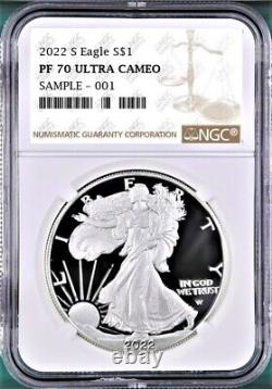 2022 s proof american silver eagle, ngc pf 70 uc, brown label